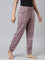 Women Printed Purple Cotton Knit Mid Rise Lounge Pants