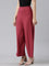 Women Solid Rusty Pink Viscose Mid Rise Knit Palazzos