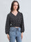 Hammered V-Neck Crop Top