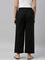 Women Solid Black Cotton Wide Leg Pants