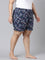 Women Printed Blue Cotton Knit Lounge Shorts