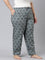 Women Printed Blue Cotton Woven Lounge Pants