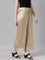 Women Solid Light Gold Mid Rise Shiny Palazzos