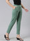 Women Solid Leaf Green Cotton Mid Rise Kurti Pants