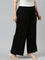 Women Solid Black Mid Rise Ribbed Palazzos