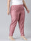 Women Dusty Rose Solid Mid Rise Metallic Pants