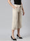 Women Solid Light Beige Linen Mid Rise Culottes