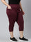 Women Solid Maroon High Rise Training Capri