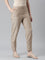 Women Solid Beige Mid Rise Linen Ikat Pencil Pants