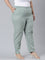 Women Light Green Stripe Linen Pencil Pants