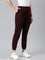 Women Solid Dark Wine Mid Rise Casual Joggers