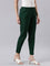 Women Solid Bottle Green Cotton Pencil Pant