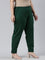 Women Solid Bottle Green Cotton Pencil Pant