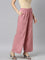 Women Solid Dusty Pink Woven Viscose Mid Rise Basic Palazzos