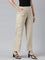 Women Light Beige Linen Cargo Pant