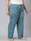 Women Printed Blue Mid Rise Woven Viscose Lounge Pants