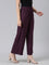 Women Solid Purple Woven Viscose Mid Rise Basic Palazzos