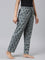 Women Printed Blue Cotton Woven Lounge Pants