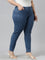 Women Dark Blue Striped Denim Jeggings