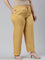 Women Solid Light Mustard Viscose Mid Rise Casual Pants