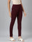 Women Solid Bright Maroon Stretch Ponte Pants