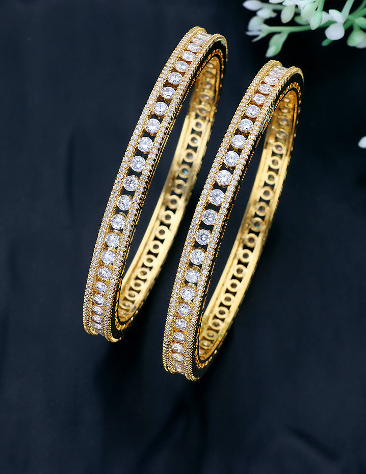 Designer Zircon Gold Plated Bangles ZBGL11009