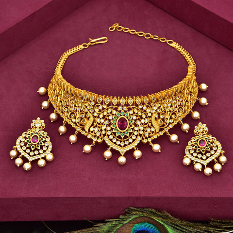 Zirconia peacock Design Choker Set