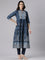 Indigo Cotton Printed Anarkali Three Piece Set