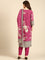 Magenta Muslin fabric three piece suit set