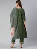 Neeru's Women B Green Yoke Design Calf Length Kurta And Trousers With Dupatta
