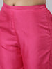 Neeru's Pink Regular Calf Length Printed Kurta Solid Trousers With Dupatta