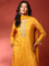 Mustard Muslin Straight three piece hand embroidered suit set