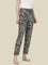 Black Cotton Knit Printed Lounge Pants
