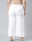 Women Solid White Mid Rise Linen Wide Pant