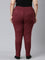 Women Solid Maroon Mid Rise Suede Treggings