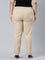 Women Solid Light Beige Cotton Pencil Pant