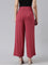 Women Solid Rusty Pink Viscose Mid Rise Knit Palazzos