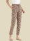 Brown Cotton Knit Printed Lounge Pants