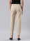 Women Solid Light Beige Cotton Pencil Pant