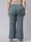 Women Solid Ocean Green Ponte Wide Leg Pants