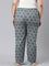 Women Printed Blue Cotton Woven Lounge Pants