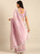Lavender Jimmy tissue saree with pearls & beads embroidery with heavy ready made blouse