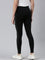 Women Black Cotton Mid Rise Side Stripe Active Leggings