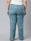 Women Printed Blue Mid Rise Woven Viscose Lounge Pants