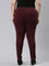 Women Solid Bright Maroon Stretch Ponte Pants