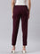 Women Solid Dark Purple Cotton Pencil Pant