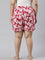 Women Printed Red Cotton Knit Lounge Shorts