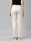 Women Solid Light Beige Mid Rise Shiny Pants