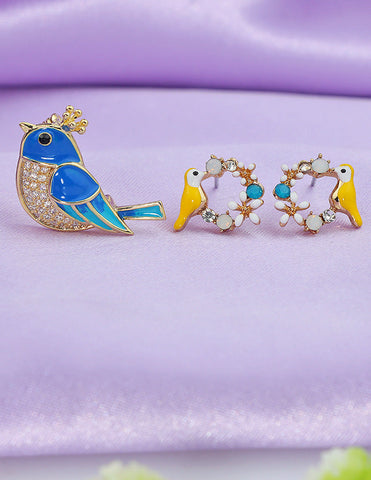 Designer Ceramic Earrings and Brooch Combo