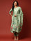 Mint green aalique work silk anarkali three piece suit set